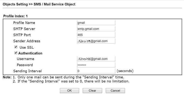 a screenshot of SMTP server configuration